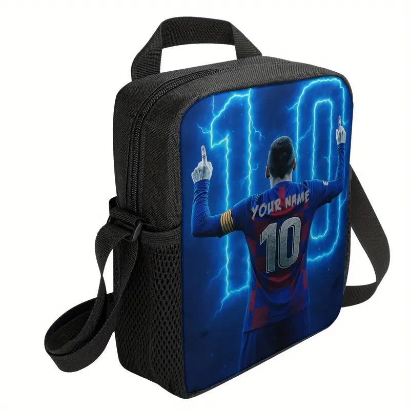 Customizable Fluorescent Athlete Number Ten Lunch Bag - Insulated Cooler Tote with Lightning Bolts Design, Reusable Non-Food Contact Lunch Box for School, Office, Picnic, Camping - Personalized with Your Name, Lunch Bag Insulated,